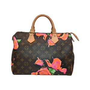 LOUIS VUITTON Speedy Monogram Rose Pink Brown Coated Canvas Handbag classic
